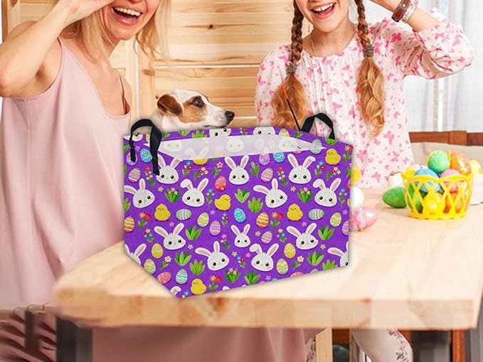 Easter Basket for Kids Gift Baskets Empty Baby Easter Basket for Boys and Girls Rectangular Toy Storage Bins Organizer Bin Box Cute room Decor for Home