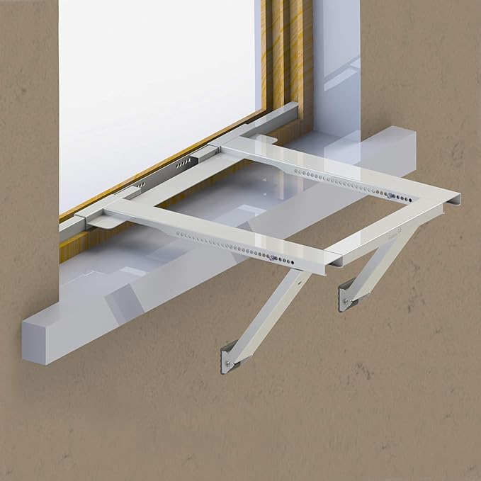 Ivation Air Conditioner Support Bracket, No Tools or Drilling Required - Easy to Install Window AC Mount - Heavy Duty Steel, Holds Up to 200lbs - Fits Single Or Double Hung Windows 19.25H by 17.25L