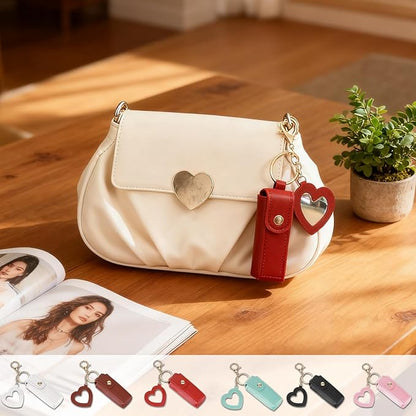 6 Pcs Lipstick Holder Keychain Leather Portable Lip Key Chain Lip Balm Organizer Holder Lipstick Travel Makeup Storage Case with Mirror for Women Perfume Fingernail Polish Christmas