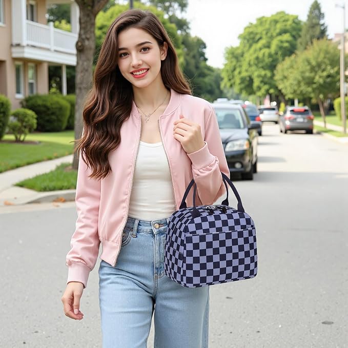 Bluboon Lunch Bag for Women Men Cute Corduroy Lunch Tote Bags Reusable Insulated Lunch Box Large Capacity Reusable Insulated Cooler for Work Picnic or Travel