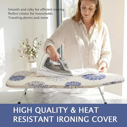 SheeChung 12.5"x32" Small Ironing Board Cover and Pad,Fits Mini Table Top Ironing Board,Extra Thick Padding,Elastic Cord&Fasteners,Heat Resistance(Ironing Board Not Included)