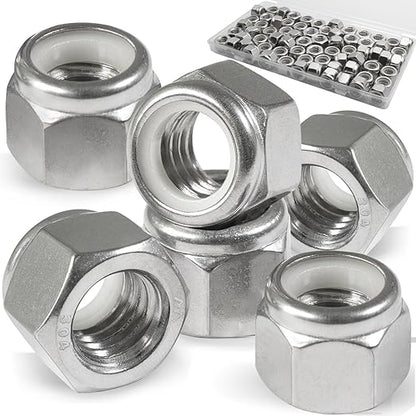 70 Pack 5/16"-18 Inch Lock Nuts,304 (A2-70) Stainless Steel Nylon Insert Locknuts,Standard Inch Thread Nylock Nuts for Bolts