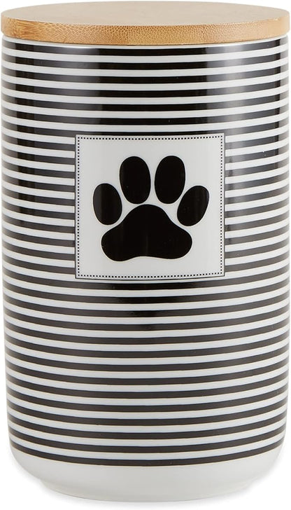 Bone Dry Paw & Patch Ceramic Pet Collection, Treat Canister, 4x6.5, Black,Treat Canister, 4x6.5,5742