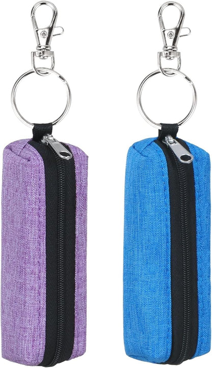 Chapstick Holder Lip Balm Sleeve Pouch Lipstick Holder Bag Lip Gloss Holder With Hook Stocking Stuffers Gift for Women (Blue，purple)