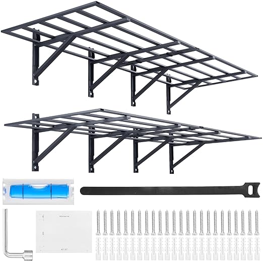 VEVOR Garage Shelving Wall Mounted, 2 x 6 ft Heavy Duty Garage Wall Shelves, 1600 lbs Load Capacity Garage Storage Rack Floating Shelves, 2 Pack, Suitable for Shop, Shed, Garage Storage