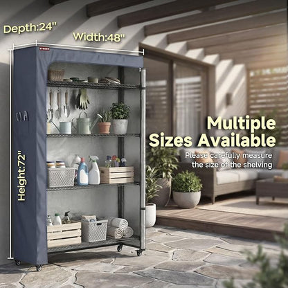Large Wire Shelving Cover 48" W x 24" D x 72" H, 600D Oxford Waterproof Rack Cover with Storage Pocket, Heavy Duty Dustproof Shelf Unit Protector Guard for Warehouse & Garage