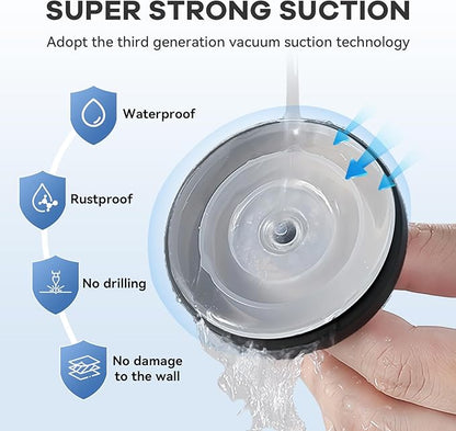 Suction Cup Hooks for Shower, Bathroom,Glass Windows,Tile – Towel, Loofah, No-Drill Wreath Hanger for Front Door Waterproof Hook Hold,Black 4packs