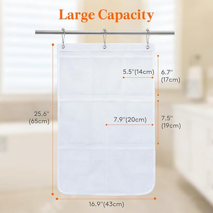 Lifewit Mesh Shower Caddy, 7 Pockets Hanging Shower Organizer with Quick Drying Mesh, Portable Space Saving Bathroom Organizer to Hold Soap, Shampoo and Cruise Ship Essentials, White, 1 Pack