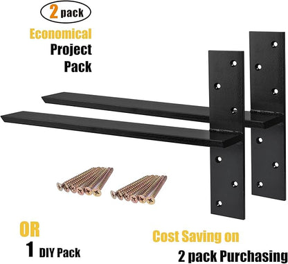 （2-Pack） Free Hanging T Shelf Bracket, Solid Heavy Duty Steel Knee Wall Hidden Granite Countertop Support Floating Bracket Hardware, Universal ,16 Inch , DIY Projects , Screws Included