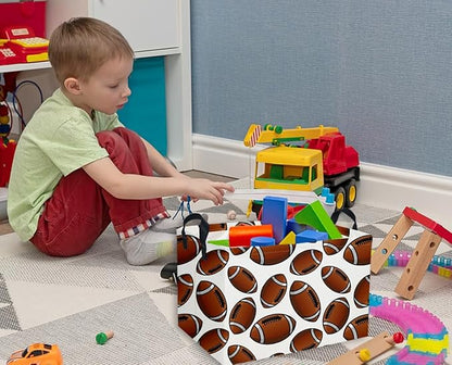 Rectangular Football Baskets Kids Storage Bins Baby Boy Basket Kids Toy Storage Bin Organizer Box Football Room Decor for Home(Football Basket)