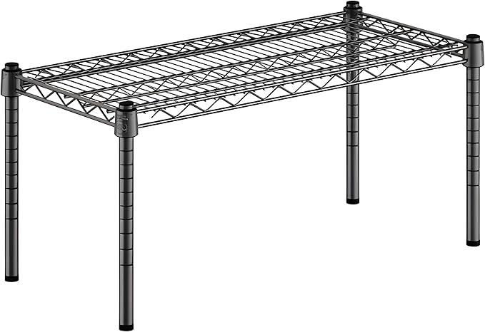 14" x 30" x 14" Black Epoxy Wire Storage Shelf, Dunnage Rack, Commercial 1 Tier Small Shelf