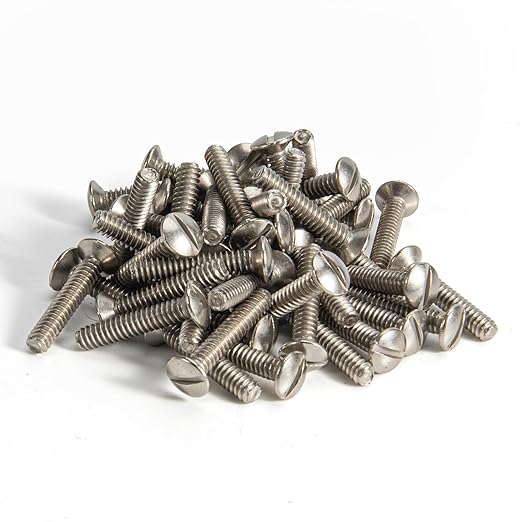 Henne Bery 3/4" Long 6-32 Thread, Oval Head Milled Slot Replacement Wall Plate Screws, 50 Pack, Satin Nickel/Brushed Nickel