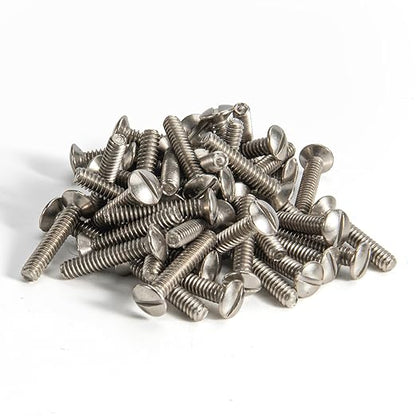 Henne Bery 3/4" Long 6-32 Thread, Oval Head Milled Slot Replacement Wall Plate Screws, 50 Pack, Satin Nickel/Brushed Nickel