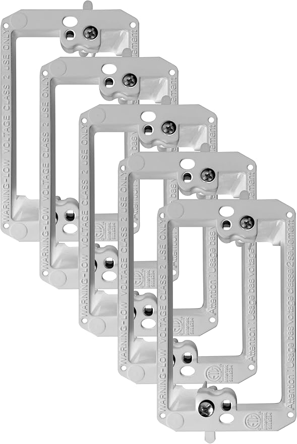 BestMounts - 5 Pack Low Voltage Mounting Brackets 1 Gang for Drywall Outlet Cable Pass Through Wall Plates - Cable Wall Plate Bracket for Old Work, Telephone Wire, Network Cable, HDMI, Speaker Wire