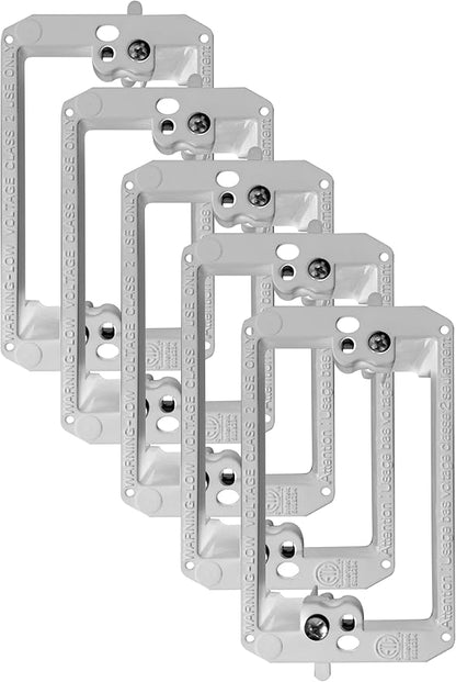 BestMounts - 5 Pack Low Voltage Mounting Brackets 1 Gang for Drywall Outlet Cable Pass Through Wall Plates - Cable Wall Plate Bracket for Old Work, Telephone Wire, Network Cable, HDMI, Speaker Wire