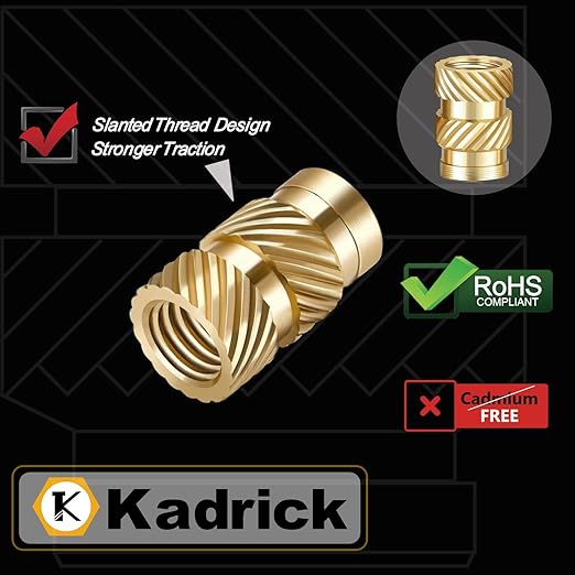 Kadrick 200Pcs M2 Threaded Inserts for 3D Printing Components,M2*3 * 3 Metric Brass Knurled Nuts, Insert by Heat into Plastic Parts