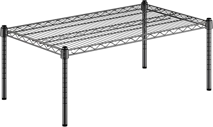 21" x 36" x 14" Black Epoxy Wire Storage Shelf, Dunnage Rack, Commercial 1 Tier Small Shelf