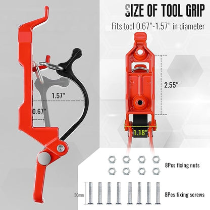 4 Pcs Shovel Holder for Truck, Heavy Duty Shovel Mounts for Roof Rack, Quick Release Axe Holder Mount Kit, Metal and Rubber Car Accessories/ Garage Storage/ Truck/ Wall Mounting Brackets