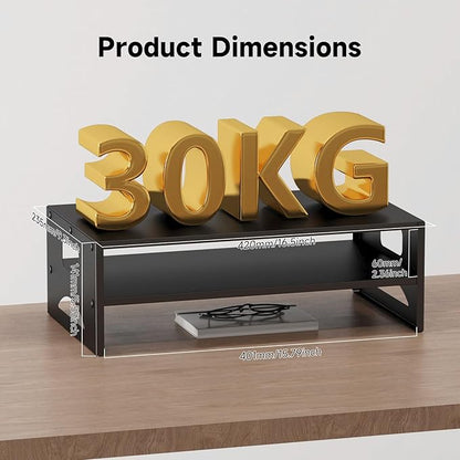 Pholiten Monitor Stand Riser, Desktop Stand, Computer Stand, Ergonomic Design, Two-Level Design, Desktop Organization, Keyboard Smartphone Storage, Printer Stand, Display Stand, 16.5 x 9.3 x 5.6
