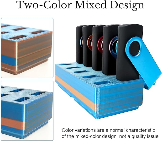 JBOS 10 Slot USB Flash Drive Holder Stand, Desktop Organizer Rack for Memory Sticks, Jump Drives & Electronic Accessories, Office Desk Storage, Mixcolor