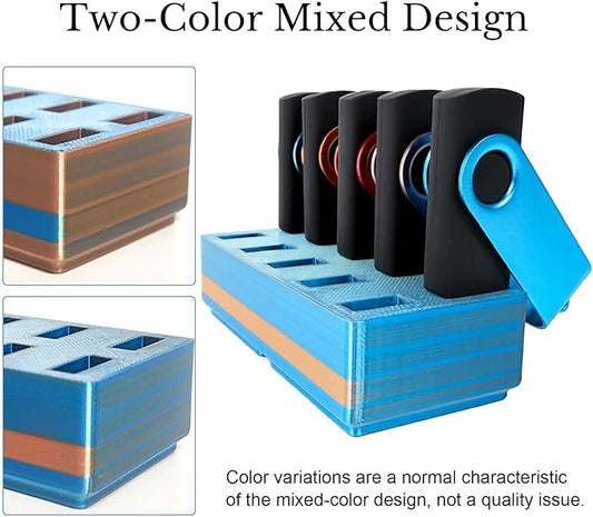 JBOS 10 Slot USB Flash Drive Holder Stand, Desktop Organizer Rack for Memory Sticks, Jump Drives & Electronic Accessories, Office Desk Storage, Mixcolor