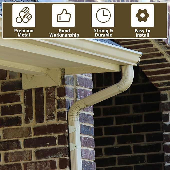 Shimeyao 8 Pcs Gutter Downspout Straps 2 x 3 Inch Downspout Pipe Clip Hidden Bracket, Aluminum Rain Gutter Straps for Secure Wall Mounting (White)