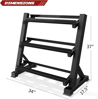 Zlinke 3-Tier Dumbbell Rack Multilevel Weight Storage Organizer for Home Gym, Weight Rack for Dumbbells, Kettlebells,1100LBS Capacity (Rack Only)