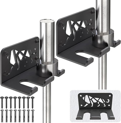 Kipika Versatile Wall Mounted Barbell Holder with Hooks Storage Rack for Barbell Bars Holds Under 33mm Bar Size and Fitness Accessories Space-Efficient Gym Organization for Home & Commercial Use
