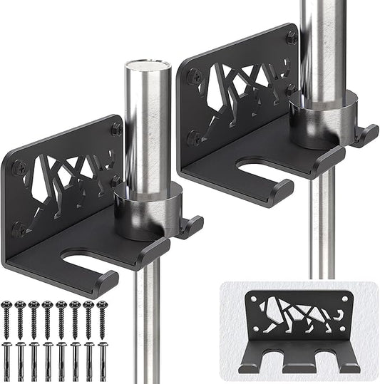 Kipika Versatile Wall Mounted Barbell Holder with Hooks Storage Rack for Barbell Bars Holds Under 33mm Bar Size and Fitness Accessories Space-Efficient Gym Organization for Home & Commercial Use