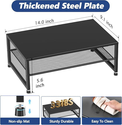 2-Tier Computer Monitor Stand Riser, Desk Organizer for Monitor, Printer & Laptop Stand, Desktop Workspace Organizers for Office Supplies(Black 2-Pack)