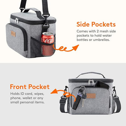 Lifewit Reusable Insulated Lunch Bag, Portable Cooler Freezable Soft Lunchbox Leakproof with Adjustable Shoulder Strap for Men Women Adult for Work Picnic or Travel, 9L 12 Can, Grey