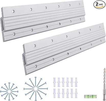 French Cleat Hanger 12 Inch - 2 Pairs - Aluminum Z Clips/Bar Interlocking Wall Mounting Bracket Hardware Kit for Hanging Mirrors, Picture, Shelf, Headboard, Cabinet, Whiteboard, Art, Frames