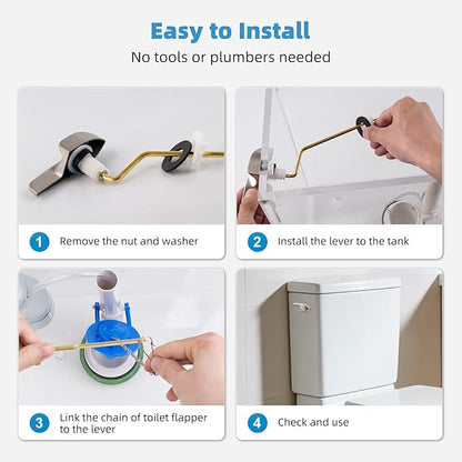 iFealClear Universal Toilet Handle Replacement Kit, Side/Angle Mount Toilet Flush Handle Compatible with Kohler K-GP30324-CP/TOTO/American Standard, Stainless Steel Flapper Chain, Brushed Nickel