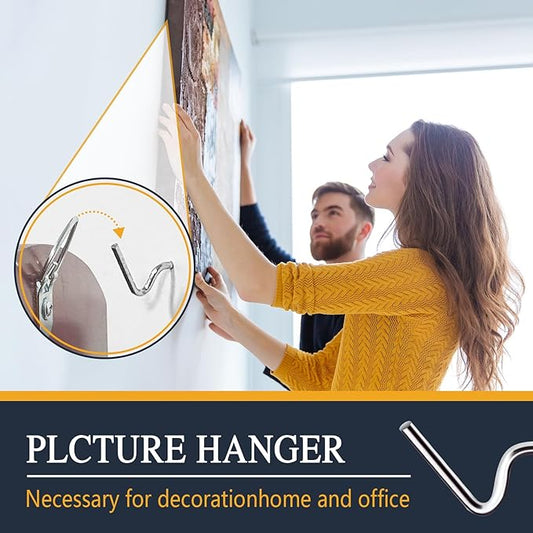 Picture Hanger Super Hook 20PCS, Heavy-Duty Steel Picture Hanger Hercules Hooks, Supports Up to 100 Pounds, No Tools Required, Leaves Small Hole, Suitable for Drywall, Wood Wall, Plaster Wall
