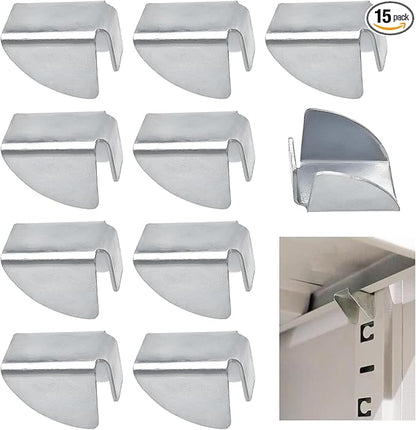 15 PCS Shelf Clips Bracket Replacement for Garage Cabinet, Removable Metal Shelf Support Clips Attachment Easy Install