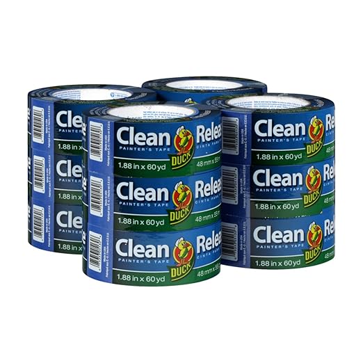 Duck Clean Release Blue Painter's Tape 2-Inch (1.88-Inch x 60-Yard), 12 Rolls, 720 Total Yards, 284372