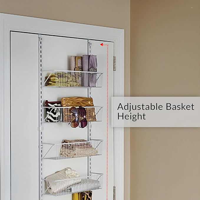ClosetMaid 97535 Wall or Door Adjustable (8) Basket Organizer, 6.614-Inch D x 77.165-Inch H x 17.992-Inch W, White