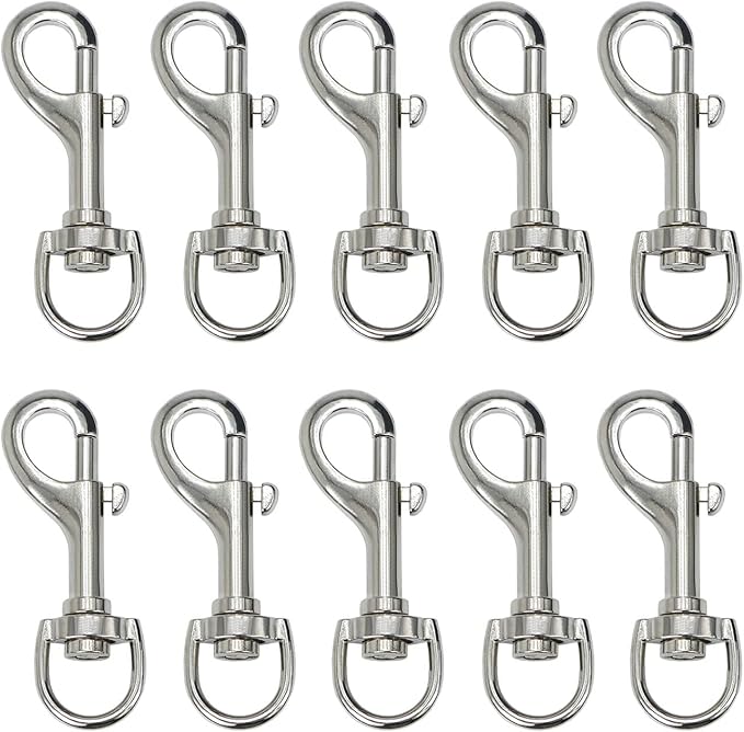 Heavy Duty Swivel Snap Hooks Pet Buckle Trigger Clip Clasp for Linking Dog Leash Collar Key Chain Clothlines (2-3/4" (7cm), 10 Pack)
