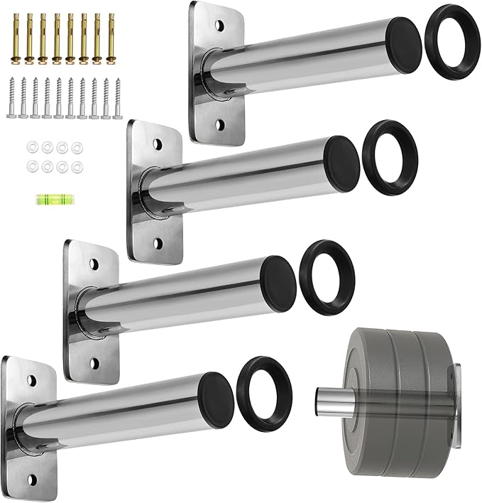 Wall Mounted Olympic Weight Plate Rack, Heavy Duty Metal 2" Plate Holder & Hanger for Home Gym, Garage Gym, Powerlifting & Fitness Equipment Storage, 275 lbs Capacity Barbell Plate Organizer with Screws for Wood & Concrete Walls