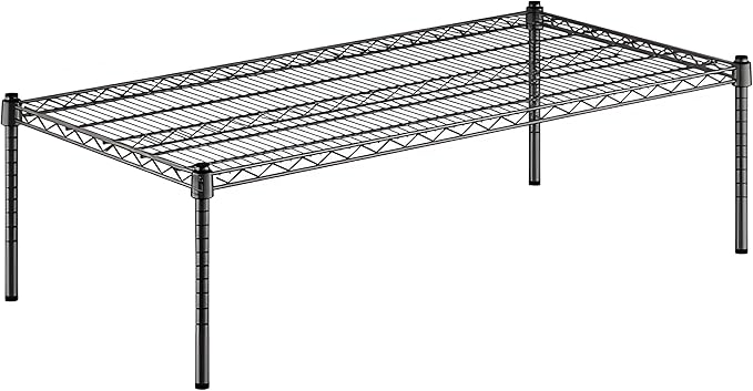 24" x 48" x 14" Black Epoxy Wire Storage Shelf, Dunnage Rack, Commercial 1 Tier Small Shelf