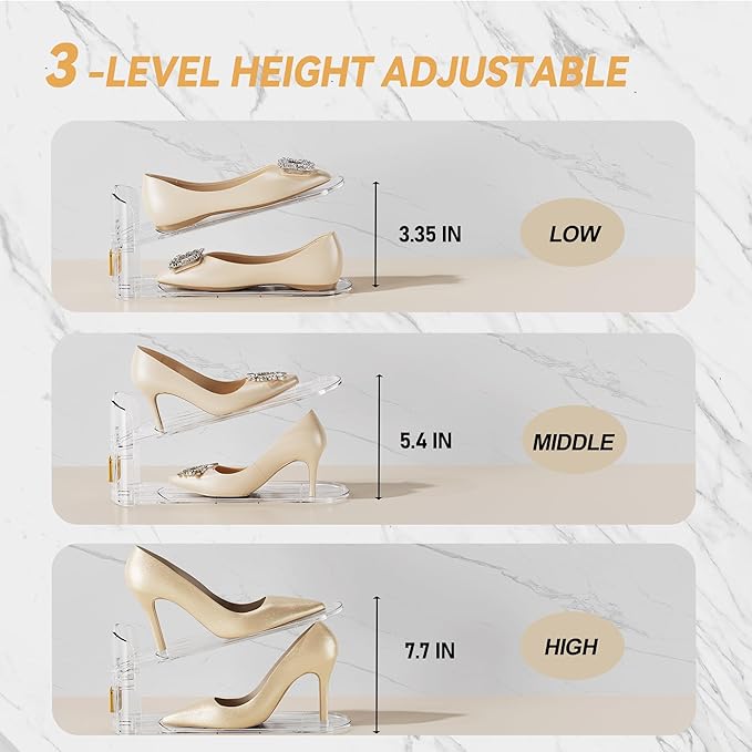 Shoe Slots Organizer for Closet, Shoe Stacker Organizer Double Layer Stack Shoe Rack, Shoe Display Shelf 50% Space Saver Storage Holder for Closet, 30 Pack