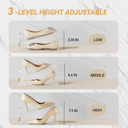 Shoe Slots Organizer for Closet, Shoe Stacker Organizer Double Layer Stack Shoe Rack, Shoe Display Shelf 50% Space Saver Storage Holder for Closet, 30 Pack