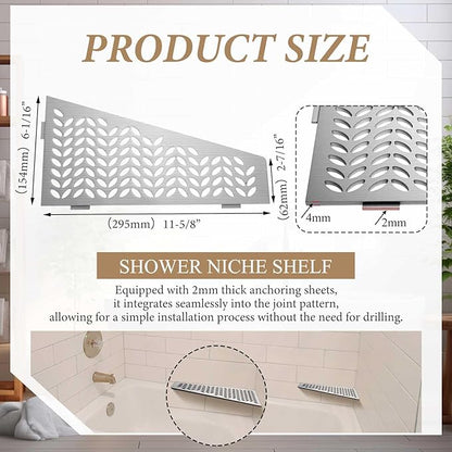 Quadrilateral Corner Shelf for Tiled Walls 12 Brushed 316 Stainless Steel 3/32 Thick Anchor Plate Bathroom Storage Shampoo Holder Organizer Kitchen Shelf