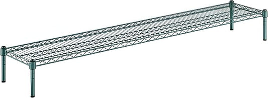 14" x 72" x 8" Green Epoxy Wire Storage Shelf, Dunnage Rack, Commercial 1 Tier Small Shelf