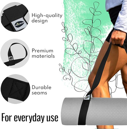 TECEUM Yoga Mat Strap – 30+ Colors – Adjustable Mat Holder Sling Carrier for All Mats [Mat Not Included]