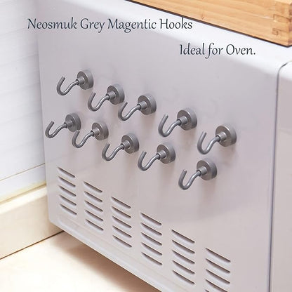 Neosmuk Magnetic Hooks, Cruise Ship Essentials, 30lb+ Heavy Duty Magnetic Hooks for Cruise Cabins, Refrigerator, Grill, Hanging, and Travel | Extra Strong Must-Haves Magnet Hook,Grey,5 Pack