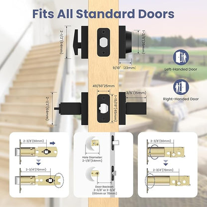 Estmoon Door Locks for Front Door, Matte Black Exterior Door Handle and Single Cylinder Deadbolt Lock, Heavy Duty Modern Square Front Door Handle and Deadbolt Set, Commercial Locks for Doors, 1 Pack