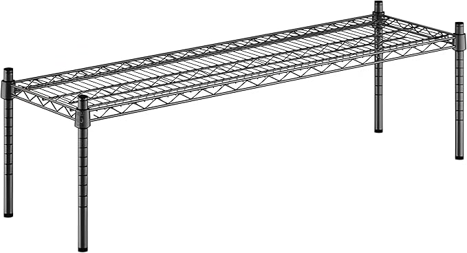 14" x 48" x 14" Black Epoxy Wire Storage Shelf, Dunnage Rack, Commercial 1 Tier Small Shelf