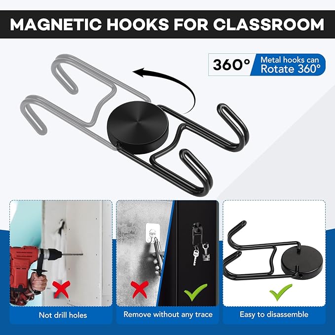 LOVIMAG Magnetic Hooks, 50lbs+ 2026 Cruise Cabin Ship Essentials Magnet Hook Heavy Duty Strong Magnets Refrigerator Fridge Hanging for Classroom Beach Vacation Kitchen Home Must Haves 5 Pcs (Black)