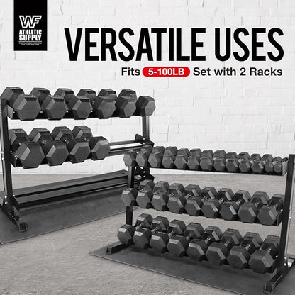 WF Athletic Supply Heavy-Duty Dumbbell Rack Stand, Weight Rack for Home Gym, Weight Holder, Available Sizes for Storage 5-50LB or 5-75LB Dumbbell Pairs, Black/Red/Green/Blue, RACK ONLY